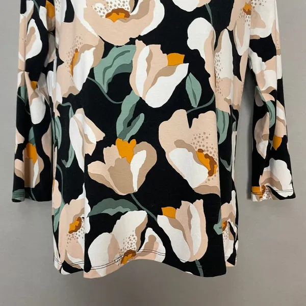 Ann Taylor Floral Top 3/4 Sleeves Boat Neck Size XS Rayon Stretch Jersey Graphic - Image 4