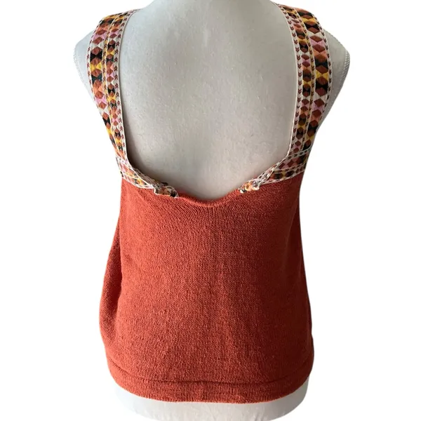 Madewell Terracotta‎ and Multicolor Strappy Tank Top Knit Sweater Boho Casual XS - Image 3