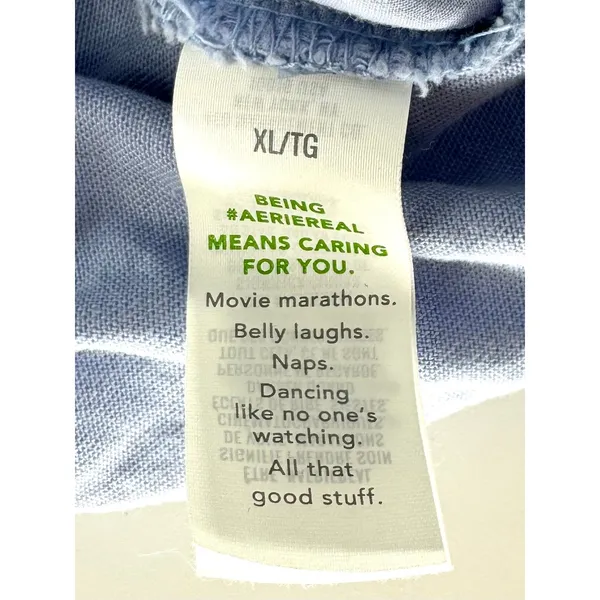 Aerie Womens XL Periwinkle Blue Smocked Drawstring Cotton Lounge Shorts‎ Pockets - Image 5