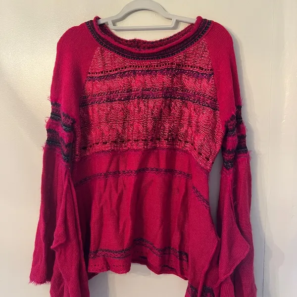 Free People Craft Time Bell Sleeve Sweater - Pink - Image 3