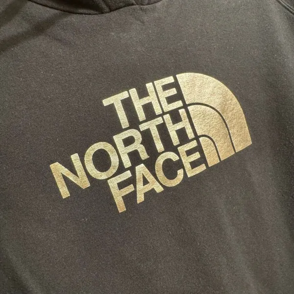 The North Face Black Metallic Gold Logo Pullover Hoodie Sweater XL - Image 3