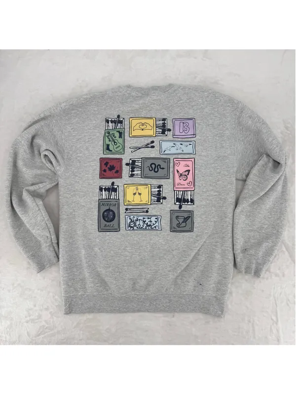 Taylor Swift Eras Tour Sweatshirt Matchbox Graphic Gray Crewneck Swiftie Medium - Image 6