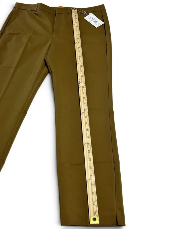 Marycrafts Olive Green Tailored Dress Pants Flat Front Trouser Slacks Women's L - Image 3