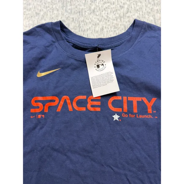 Nike Houston Astros Space City Connect T-Shirt Womens Medium Navy Blue‎ NKAF-443 - Image 2
