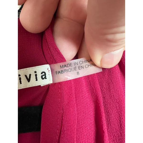 Alice‎ + Olivia Silk Top Raspberry Pink Sleeveless Lace Trim Size 8 Zip Back - Image 4