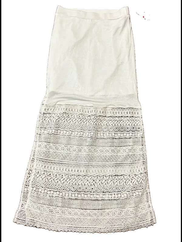Jessica Simpson Maxi Skirt Size XS Cream Crochet Lace Boho Side Slit Beach NWT - Image 2