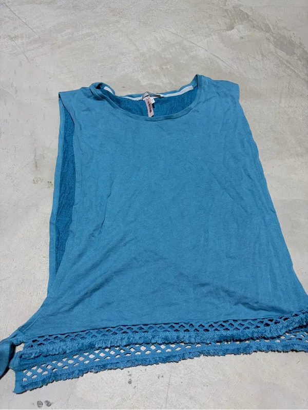Victoria’s Secret NWTBlue Sleeveless Crochet Hem Tank Top LARGE - Image 2