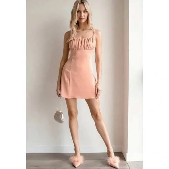 Lulus Mini Dress Womens Medium‎ Peach Heart of My Heart Ruched Bust Party - Image 3