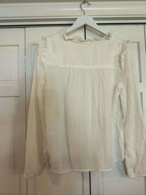 Gap NWT gauze ruffled long sleeve blouse small - Image 6