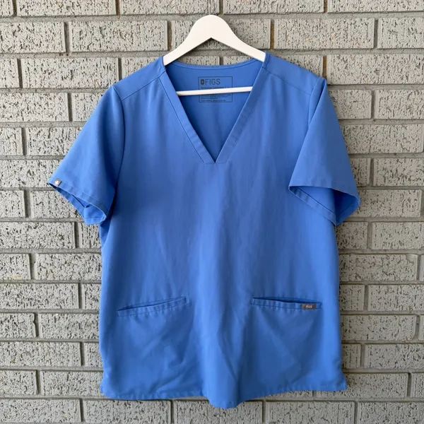 Figs Casma Three Pocket Scrub Top Size L Ceil Blue Hospital Uniform Nurse - Image 6