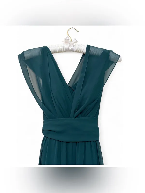 AZAZIE Womens Forest Green Vneck Chiffon Convertible Bridesmaids Dress Size A6 - Image 9