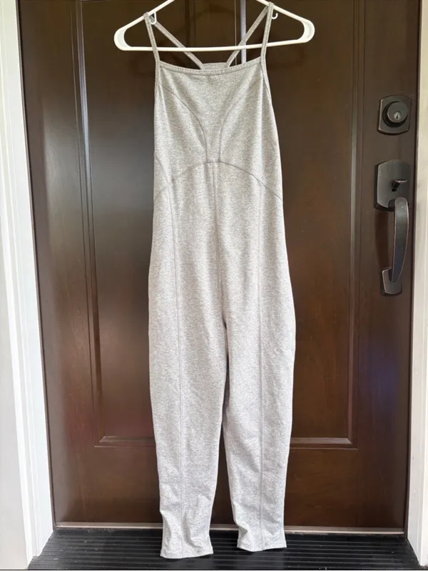 EUC Free People Movement Ashford Side to Side Performance Jumpsuit Grey Large - Image 6