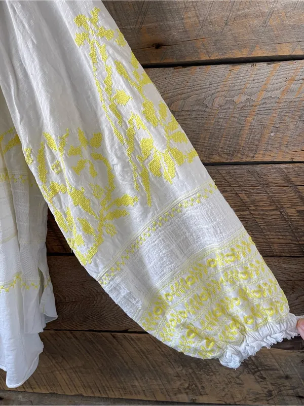 Free People Cotton Persuasion Embroidered Blouse Balloon Sleeve Oversized Large - Image 5