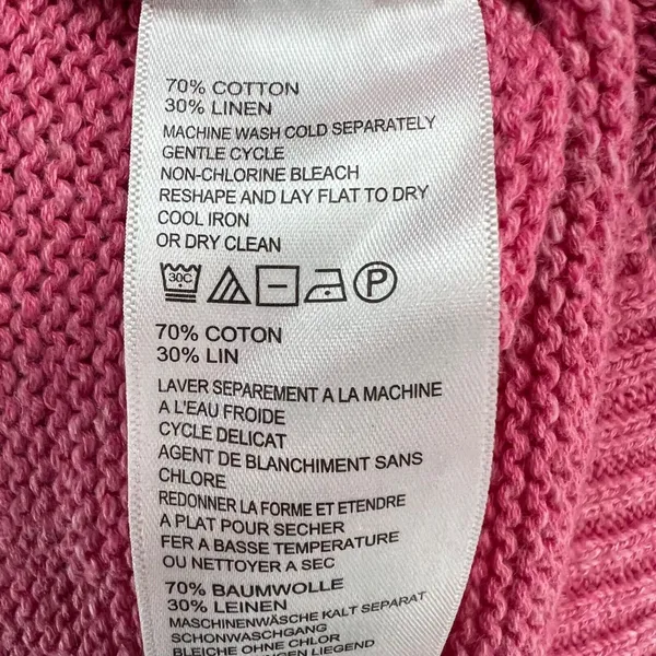Tommy‎ Bahama Cable Knit Sweater Womens Small Pink Hooded Pullover Linen Cotton - Image 12
