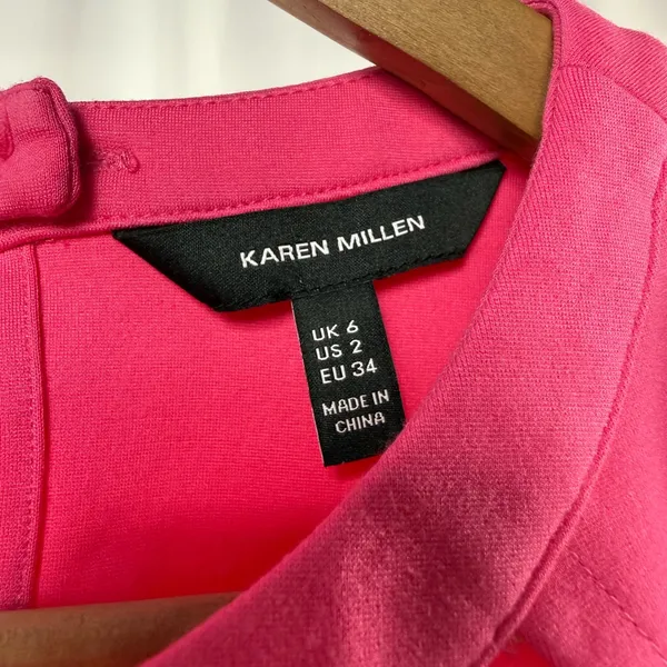 Karen Millen Sheer Sleeve Cut Out Blouse in‎ Bright Pink Size 2 - Image 3