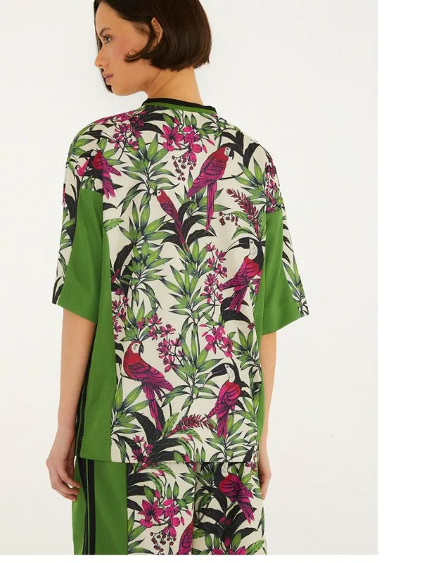 NWT Adidas X Farm Rio farm tee / Dress prm Tropical Parrot Green Pink XL - Image 3