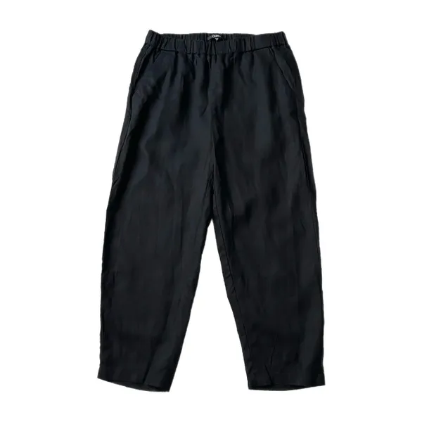 Quince 100% European Linen Wide Leg Elastic Waist Ankle Pants Black Size Large - Image 2
