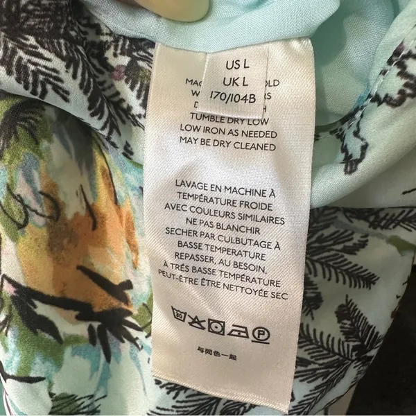 NWT FREE PEOPLE Higher Love Teal Floral Silky Halter High Neck Knotted Large - Image 7