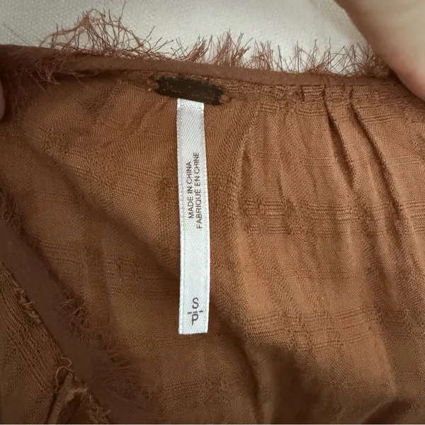 Free People Top Babydoll Embroidered Floral Braided Boho Festival Peasant Rust - Image 14