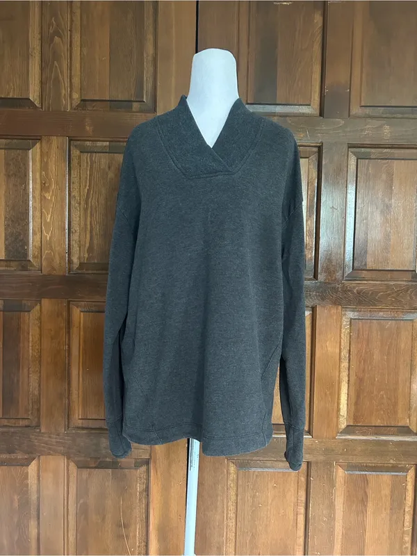 Athleta Clarity V-Neck Sweatshirt Womens Small S‎ Gray Shawl Neck Nirvana L/S - Image 2
