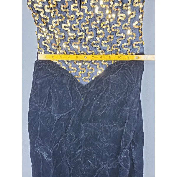 Gunne Sax‎ Dress Women 9 Black Gold Sequin Velvet Vintage 80s Prom Gown Formal - Image 7