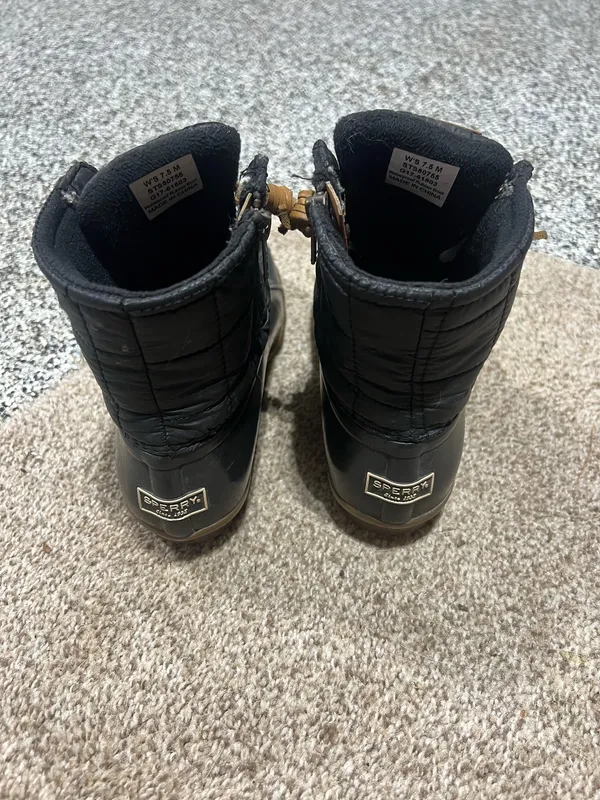 Women’s Sperry Black and Brown Duck Boots - Image 3