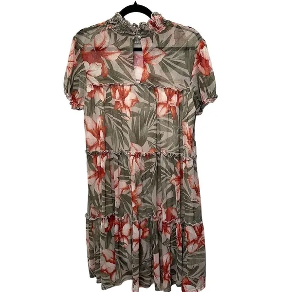 Kate & Lily Coquette‎ Floral Midi Dress Ruffled High Neck Women 6 Fairy Romantic - Image 3