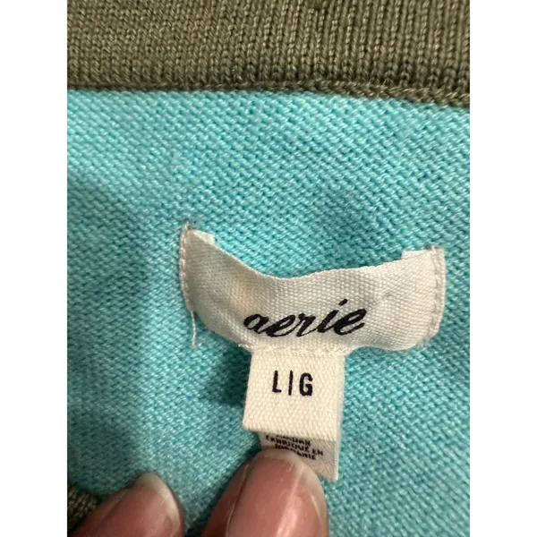 Aerie Olive Green Knit Crochet Strapless Tube Top Summer‎ Festival Large L - Image 3