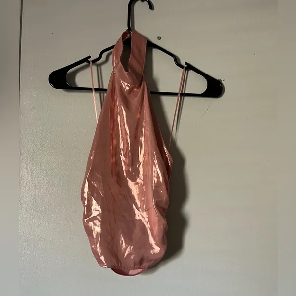 Zara Metallic Pink Halter Tank Top - Image 2