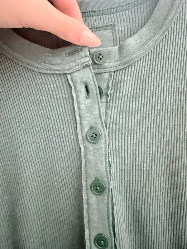 Aerie Ribbed Long Sleeve Top Green - Image 2