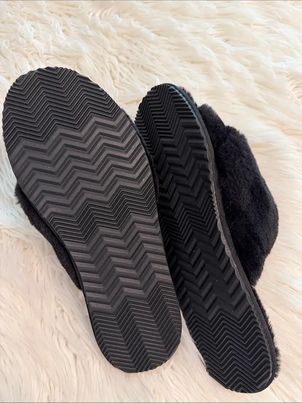 Sorel Black Plush Crossover Slide Slippers size 7 BNWOT see all photos - Image 3