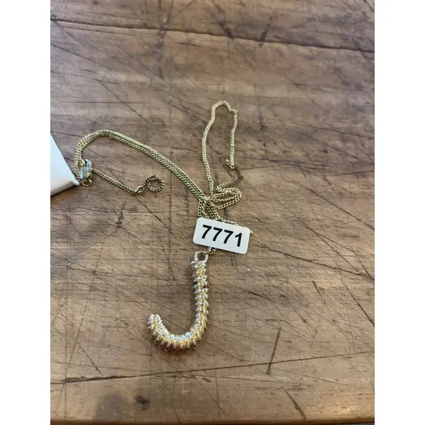 Gold-Plated J Pendant Necklace On Rope Chain 18 Inches Unisex - Image 7