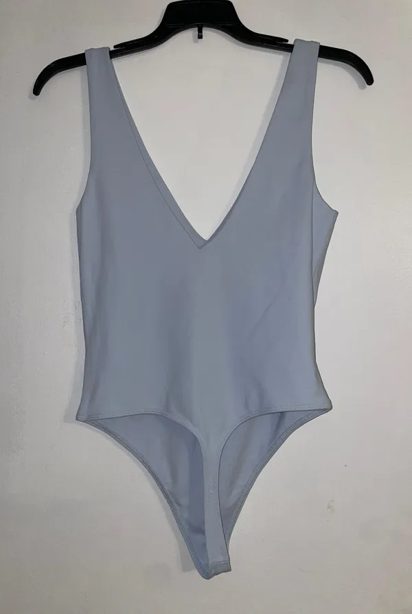 Babaton v Neck Bodysuit Baby Blue - Image 2