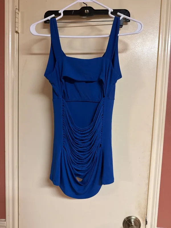 Fredericks Of Hollywood Blue Ruched Back Bodysuit Medium Nylon Blend - Image 4