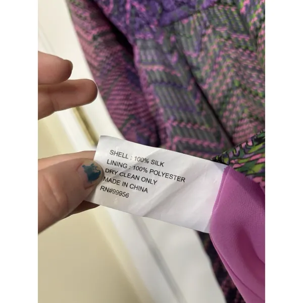 Shoshanna 100% Silk Chiffon Purple Long Sleeve Dress Size 10 Pockets Cocktail - Image 8
