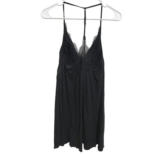 Victorias Secret Y2K Black Lace Babydoll Chemise Nightgown Slip Dress Size M - Image 3