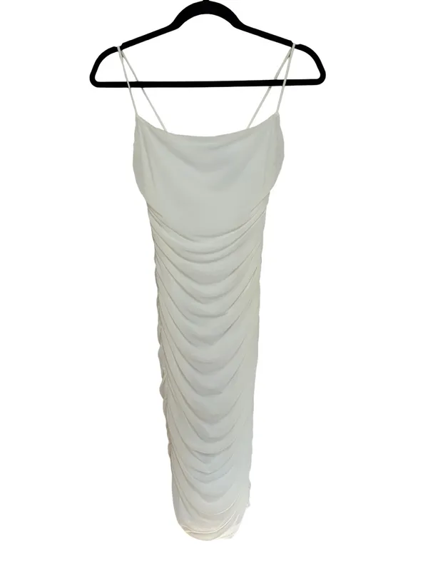 NEW Oh Polly Ruched Mesh Bodycon Dress in Oyster White - Size US 4 - Image 3