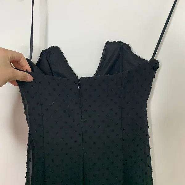 Katie May Come On Home Black Swiss Dot Midi Dress Womens Small Black Tie Event - Image 8