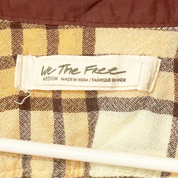 Free People We The Free Womens‎ Medium Plaid Released Trim Button-Down Top - Image 4