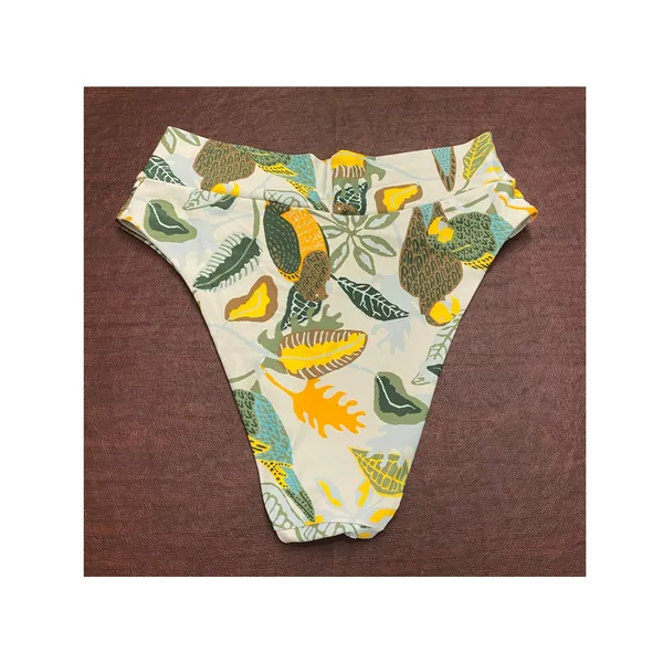 Aerie High Cut Cheeky Blue Green‎ Leaf Bird Bikini Bottom Large Beach Resort - Image 2