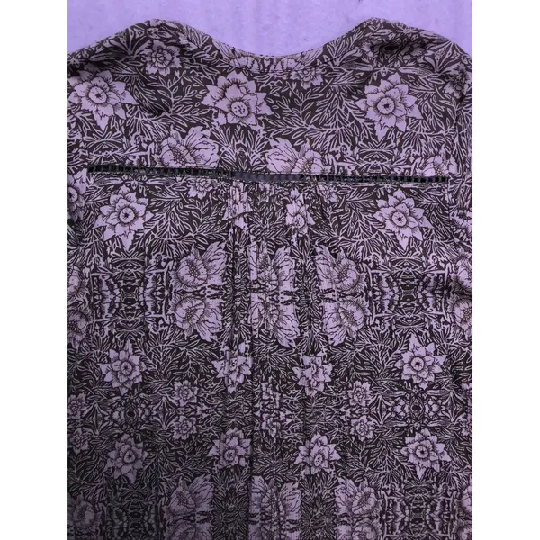 Sun‎ & Shadow Floral Blouse Womens XL Olive Green Boho Crochet Trim - Image 9