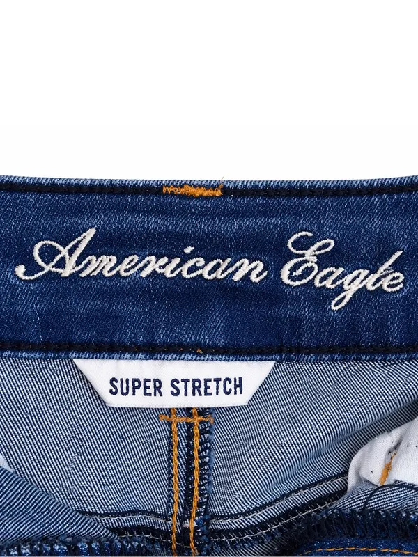 American Eagle Outfitters Dark Blue Distressed Denim Shorts - Image 6
