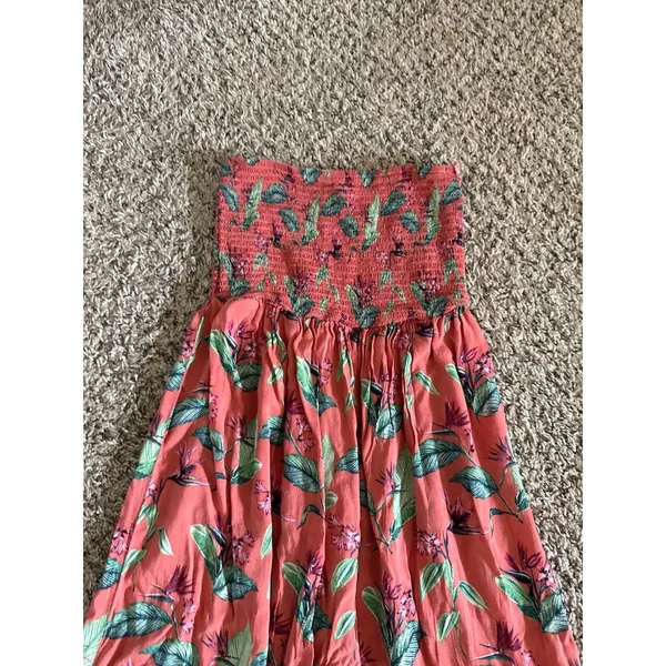 Forever 21 strapless coral green tropical floral‎ print maxi dress Size Small - Image 2
