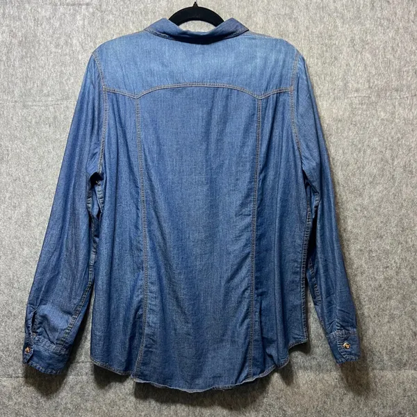 Bottlette Denim Shirt Roll Tab Long Sleeve Button Up Western‎ 1XL - Image 7