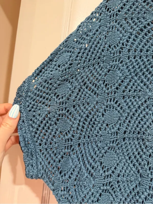 Sonoma Teal Crochet Knit Short Sleeve Top​ - Image 4