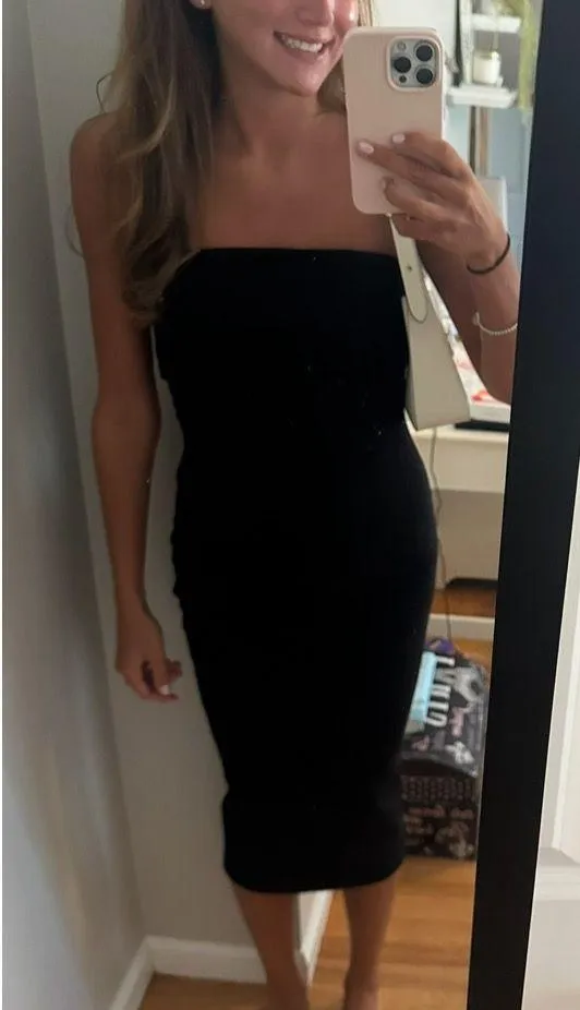 ZARA Strapless Midi Dress Black - Image 2