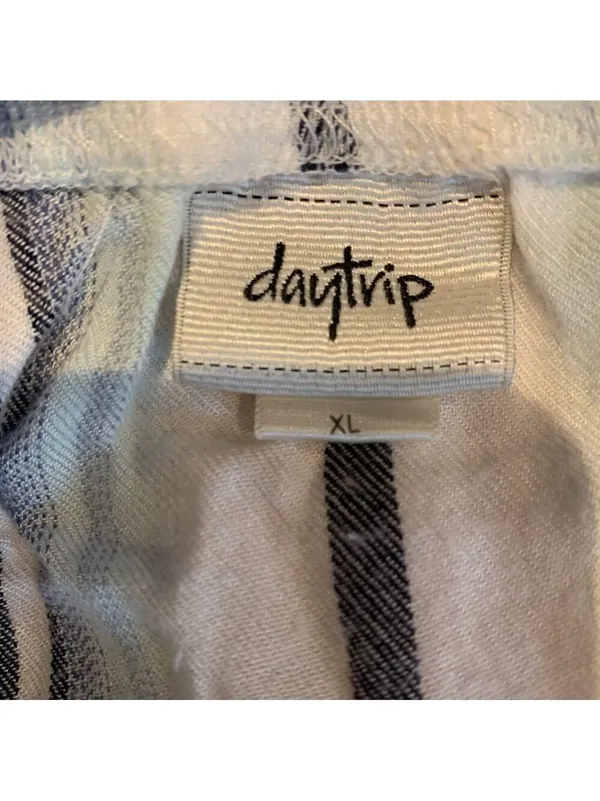 DAYTRIP Blue & White Striped Off Shoulder Blouse size XL - Image 5