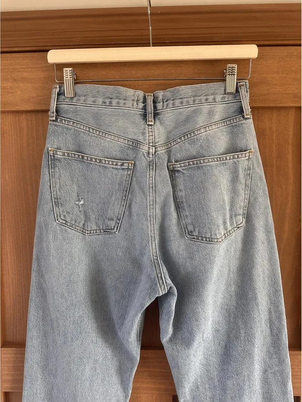 AGOLDE 90's Mid Rise Loose Fit in Captured Wash Distressed Button Fly Women’s 24 - Image 7