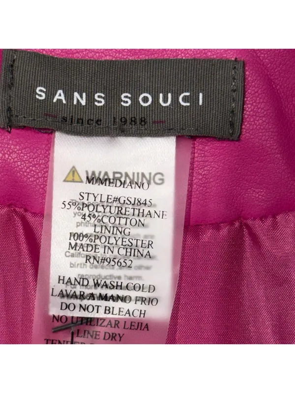 Sans Souci Hot Pink Faux Leather Blazer Jacket Women’s Size Medium New - Image 4