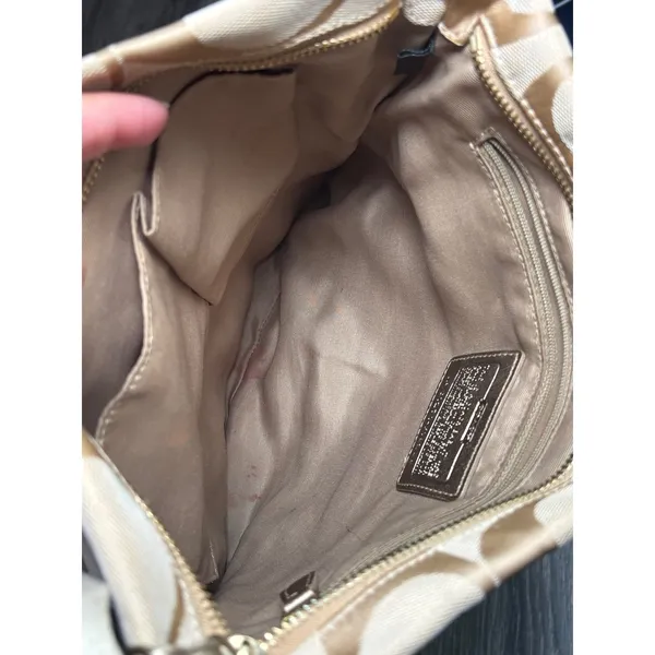 Vintage Coach Signature Metallic Patchwork Crossbody Bag Khaki Gold F19209 - Image 5
